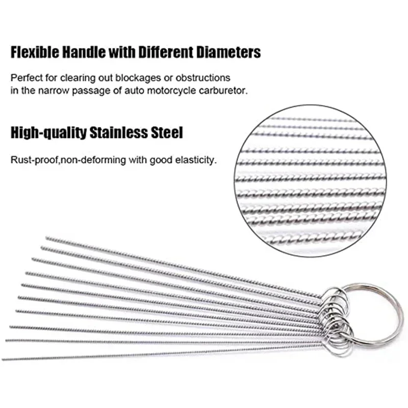 Carburetor Cleaner Carbon Dirt Jet Remove Cleaning Needles Brushes Tools Automobile Motorcycle ATV Welder Carb Chainsaw