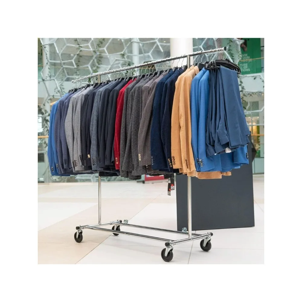 

Tatkraft Drogo Heavy Duty Clothes Rack on Wheels, 220lb Load, Adjustable Garment Rack Length 4-6ft, Height 4,7-5,5ft