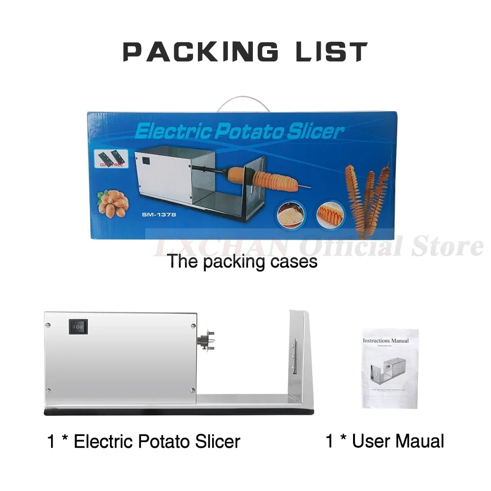 HomeWise Tornado Potato Cutter Machine Electric Spiral Cutting Maker Chopper Potato Chip String Rotate Chips Tower
