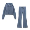 TRAF ZR 2024 Autumn Two Piece Outfits Women Pant Sets Interlock Cropped Sweatshirt Sets Front Pronounced Seam Flare Pants 4