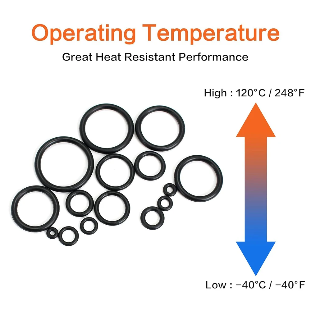 200Pcs Seal Nitrile Rubber Bands Boxed High Pressure O-Rings Repair Kit Waterproof Sealing Elastic Band O Rubber Rings Set