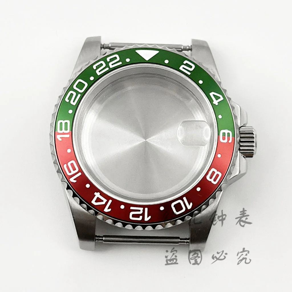 High-Quality 40MM GMT Watch Case with Aluminum Bezel, Stainless Steel Finish