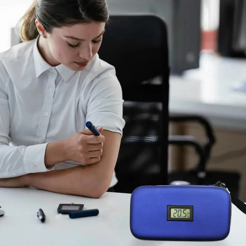 Insulins Cooler Travel Case Mini Insulins Cooler Bag Heat Insulation Temperature Display Medicine Diabetic Supplies Travel Case