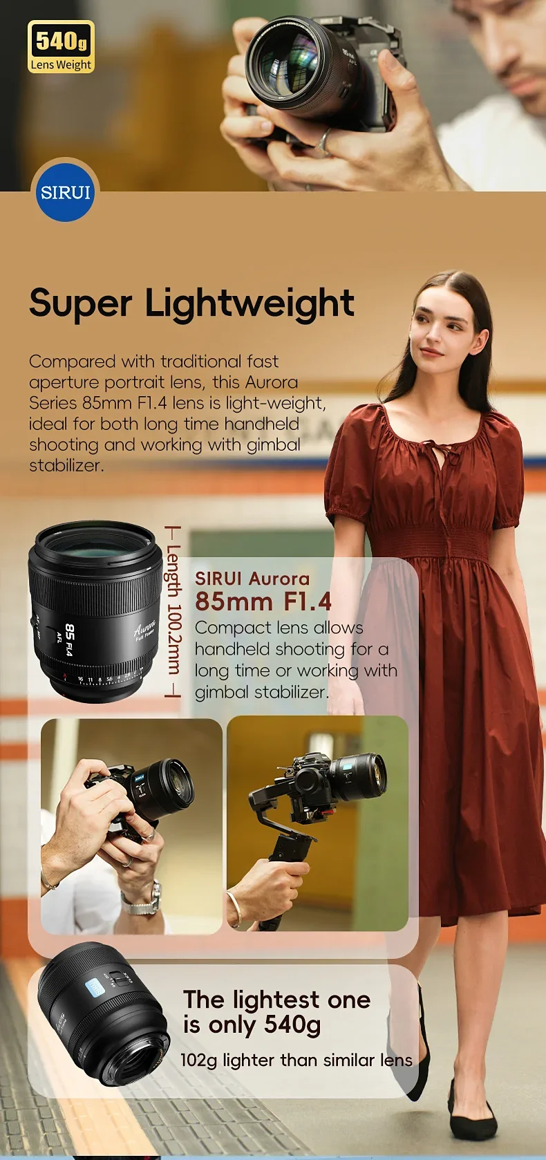 SIRUI Aurora 35mm 85mm F1.4 Auto Focus Camera Lens Telephoto Prime Portrait Lens