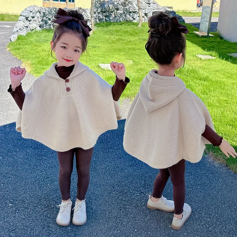 Korean Girl Infant Toddler Sweaters Cloak Baby Clothing Coat Cute Fashion Autumn Winter Outdoor Windproof Jackets Kids Outerwear