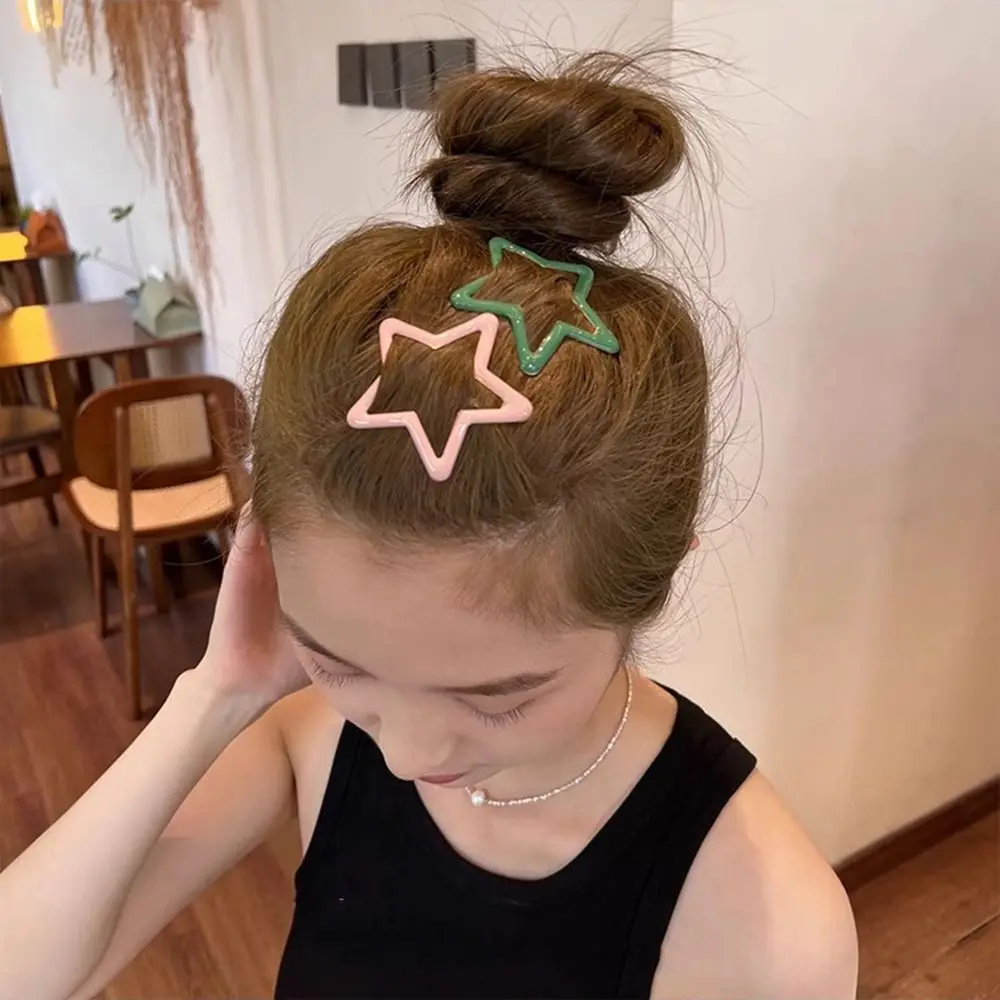 Personalized Pentagonal Star Star BB Hair Clip Hollow Metal Side Barrettes Colorful Alloy Y2k Hairpin Girls