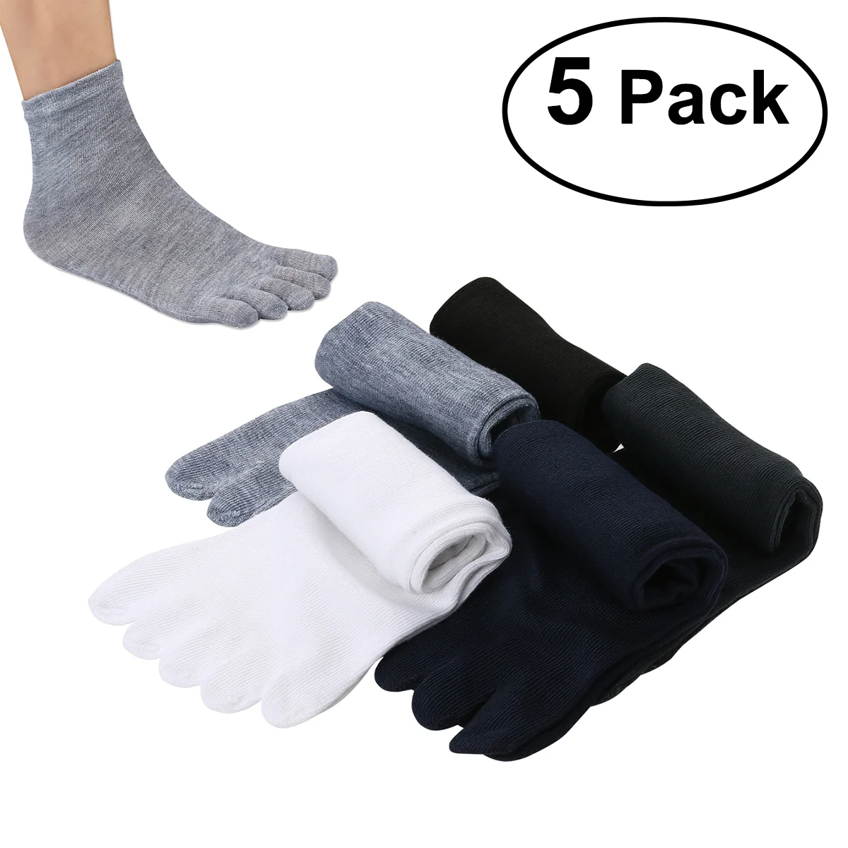 

PIXNOR 5 Pairs of Men's Comfy Five Toes Separator Socks Foot Alignment Socks Massager Socks ( & Dark Blue & Dark