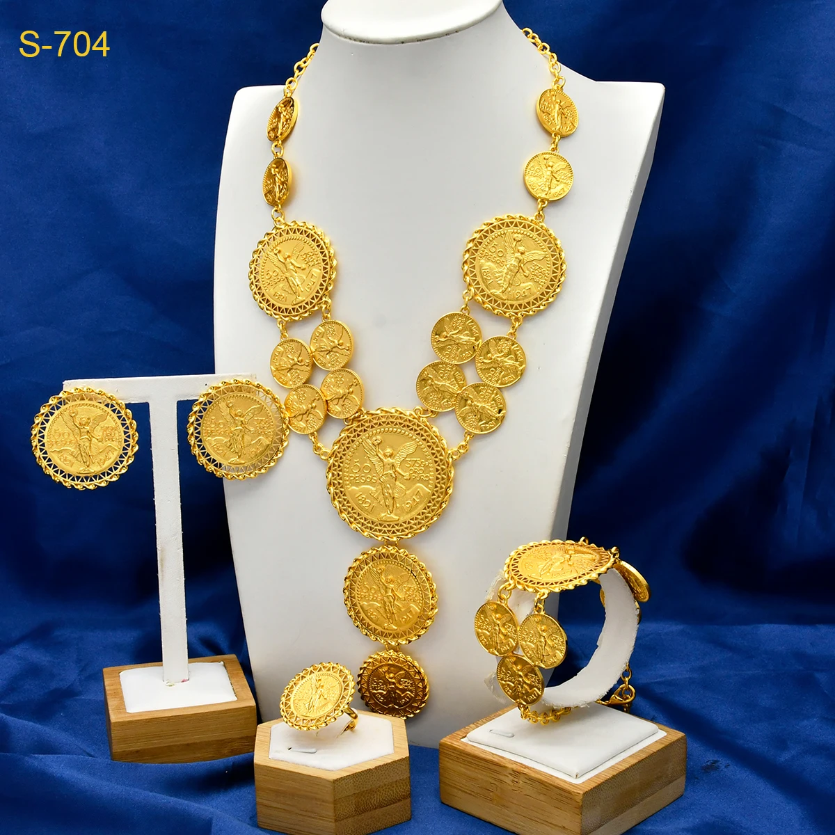 ANIID-Conjunto de joyería para mujer, collar y pulsera con moneda de Color dorado de Dubái, regalos de lujo para Boda nupcial, africano, etíope, nuevo diseño