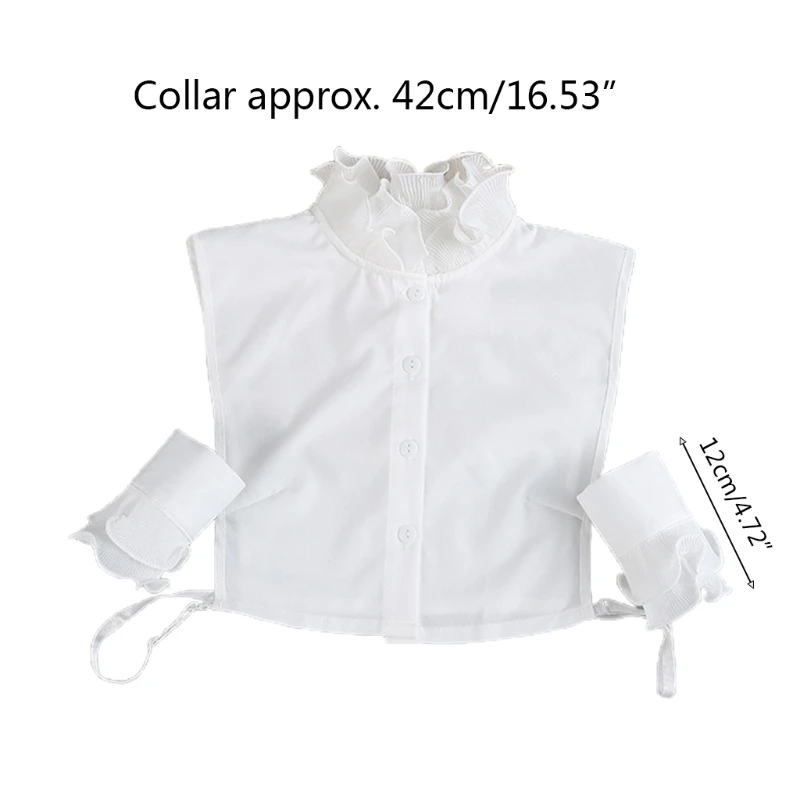 

Women Princess Fake Collar with False Sleeves Double Layered Agaric Ruffled Stand-up Half Shirt Dickey Dropship