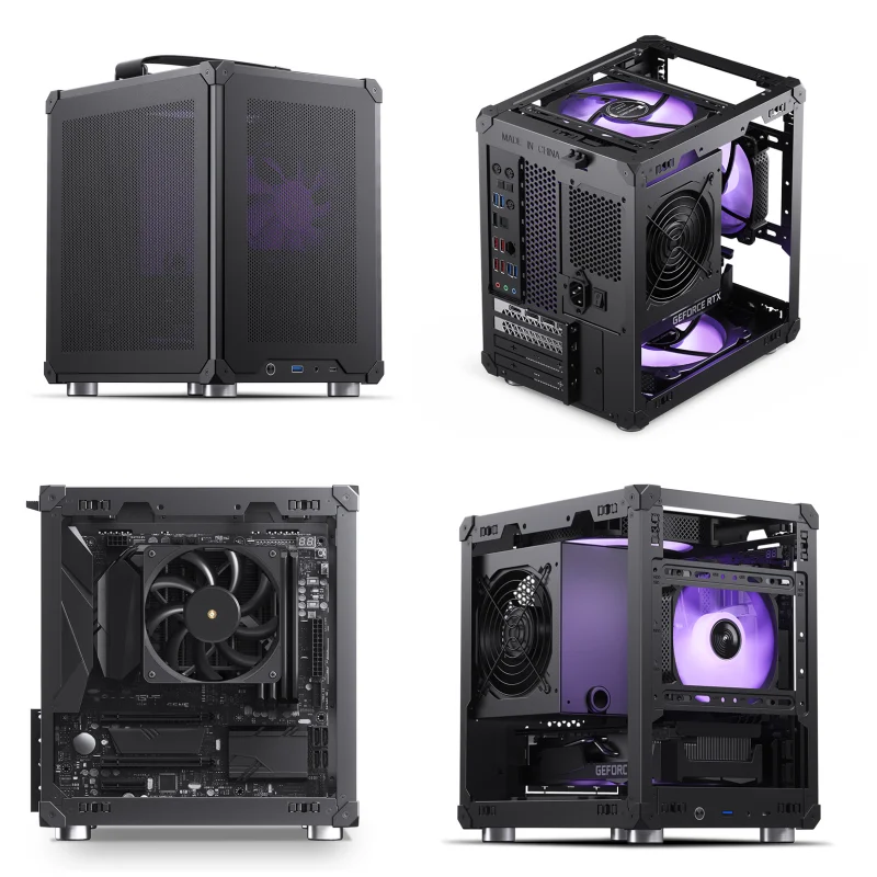 PC Case JONSBO C6 MATX Mini ITX Case For PC Type-C ATX Power Portable Mini Desktop Mesh Chassis Computer PC Case 200-255mm Graphics Card