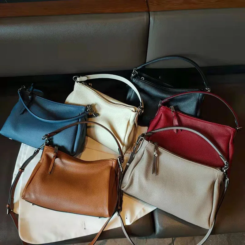 

New Retro Genuine Leather Tote Bag for Women 2023 Large Capacity Shoulder Bag Satchels Ladies First Layer Cowhide Crossbody Bags
