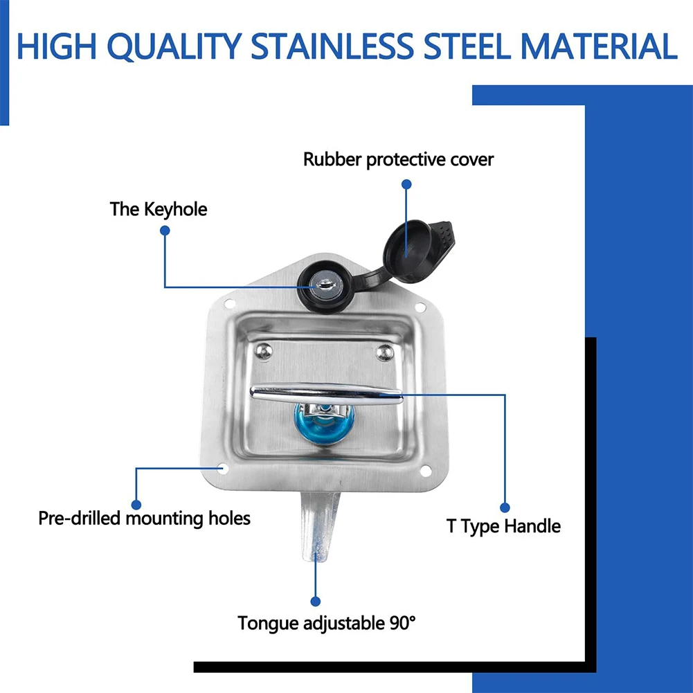 Description Picture 2 of itemSecure Cabinets Caravan RV Stainless Steel Latch Locking T Handle Easy Installation High-quality Stainless Steel