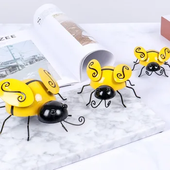 4Pcs/Set Metal Bumble Bee Wall Decorative for Indoor Garden Home Party Cafe Bar Vintage Ornaments Collection Gift