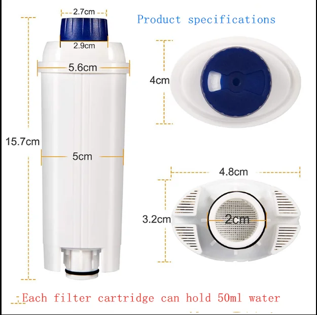 Coffee Maker Water Filter 5 PCS Replacement Water Filter Cartridges Compatible with Delonghi DLS C002 Automatic Coffee Machine Activated Carbon Softener