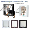 Cat Flap Door ABS Pet Gate with 4 Way Security Lock Cat Puppy Safety Gate Transparent Thin Cat Door Pet Doors and Sliding Door