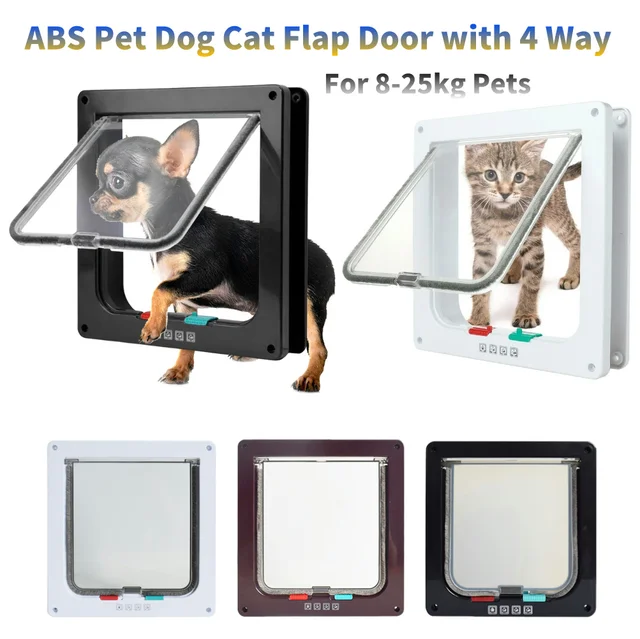 Cat Flap Door ABS Pet Gate with 4 Way Security Lock Cat Puppy Safety Gate Transparent Thin Cat Door Pet Doors and Sliding Door Cat Flap Door ABS Pet Gate with 4 Way Security Lock Cat Puppy Safety Gate Transparent Thin Cat Door Pet Doors and Sliding Door