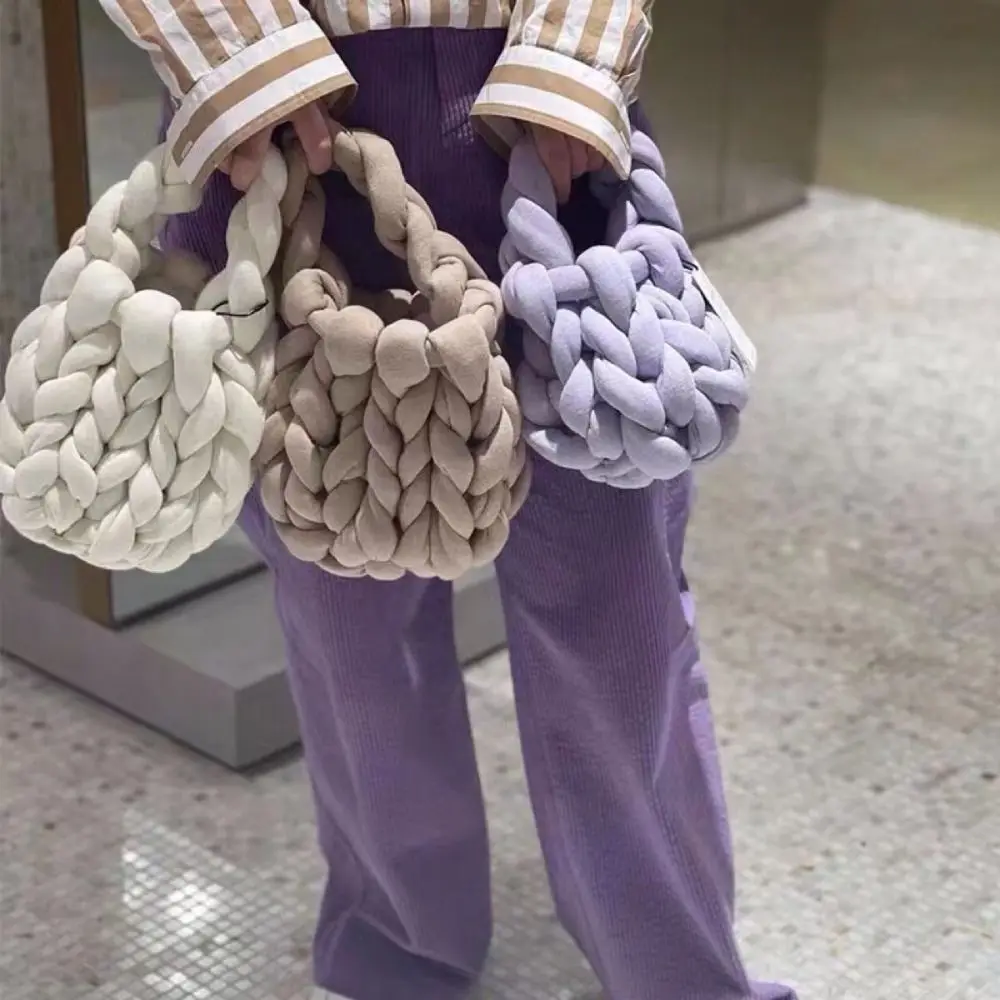 

Новые модные вязаные крючком женские сумочки женские кошельки плетеные ручные сумки из толстой веревки