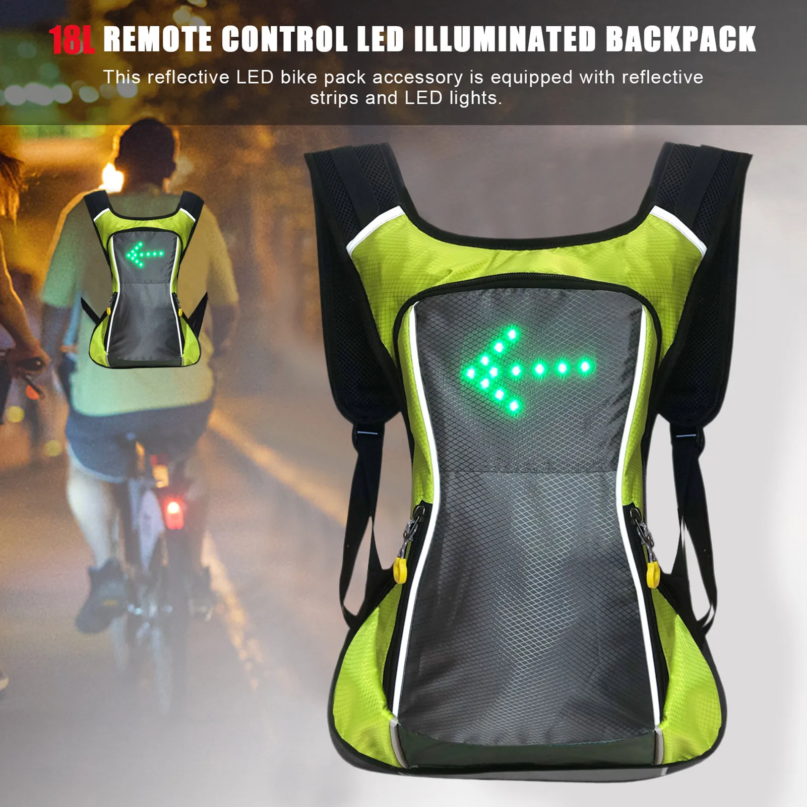 Sac à Dos Vélo LED Avec Clignotants 5L Étanche Télécommande Sans Fil  Pour Cyclisme, Randonnée