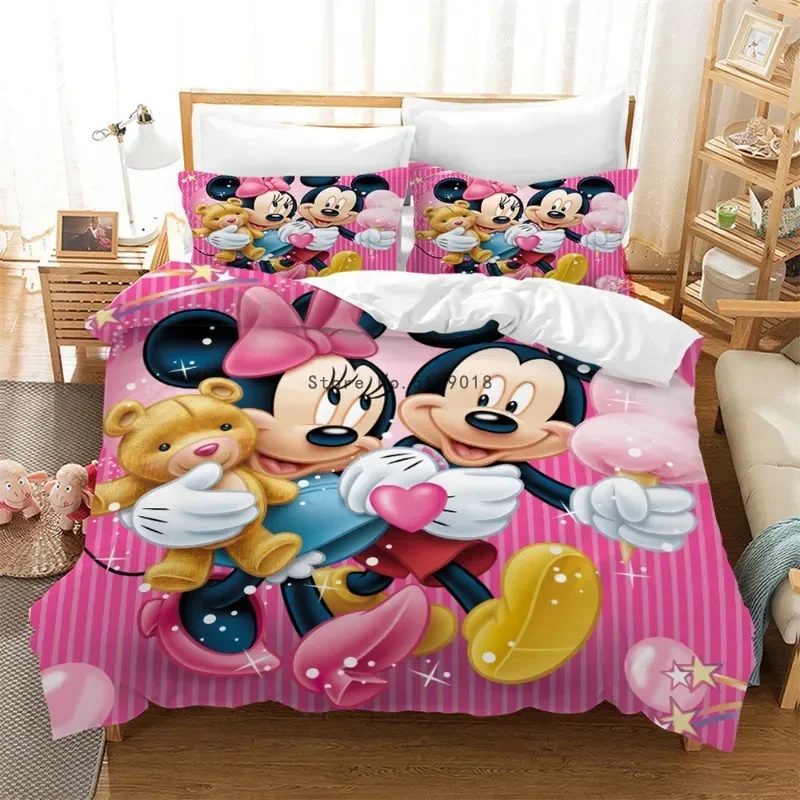 Disney Cartoon Digital Printing Duvet Cover Sets Bedding Sets Mickey Mouse Minnie Children Bed Sets Dropshipping 5