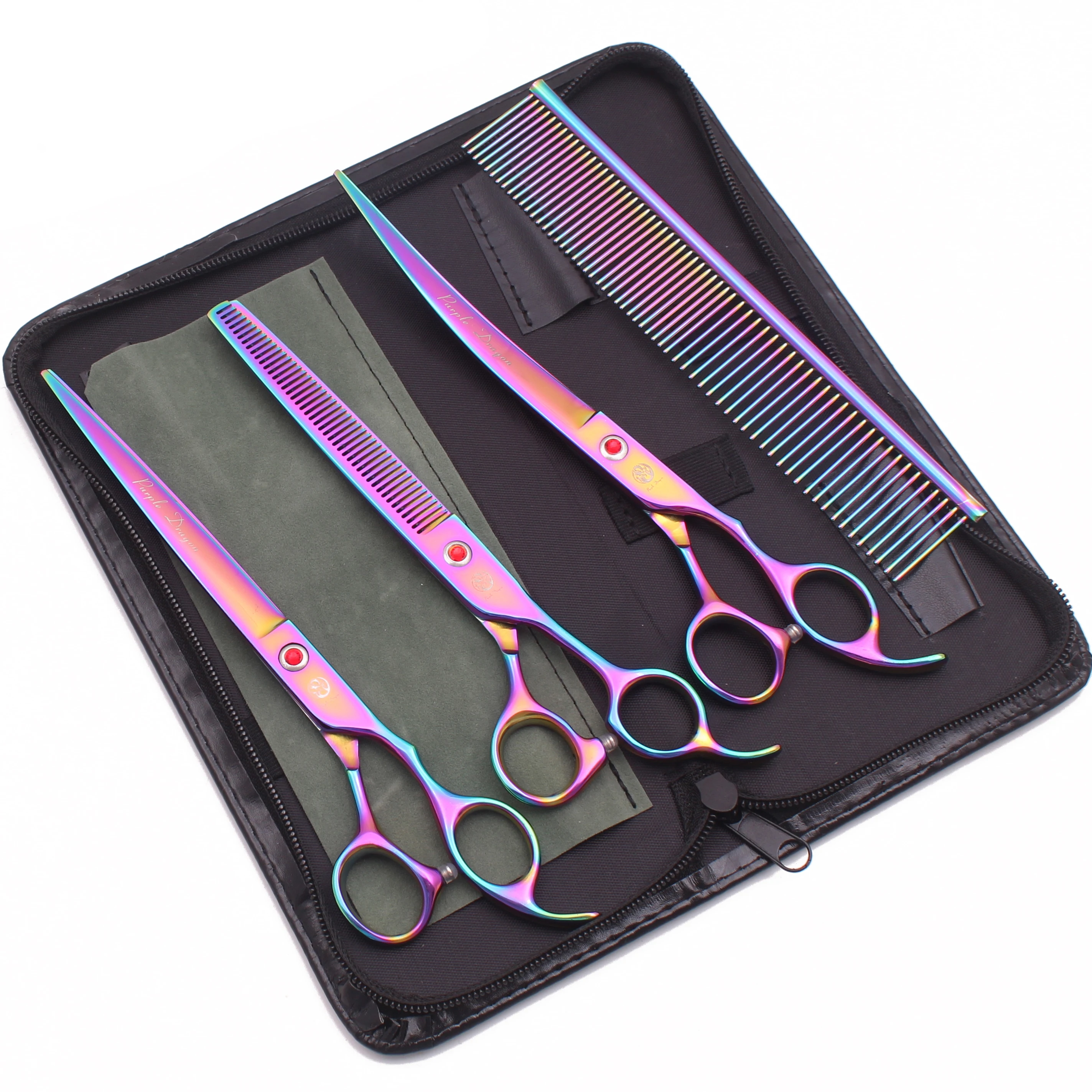 Purple Dragon 8 Inch Dog Grooming Scissors Thinning Shears Professional Cat Pet Scissors Hair Comb Cutting High Quality Z3015-b 5