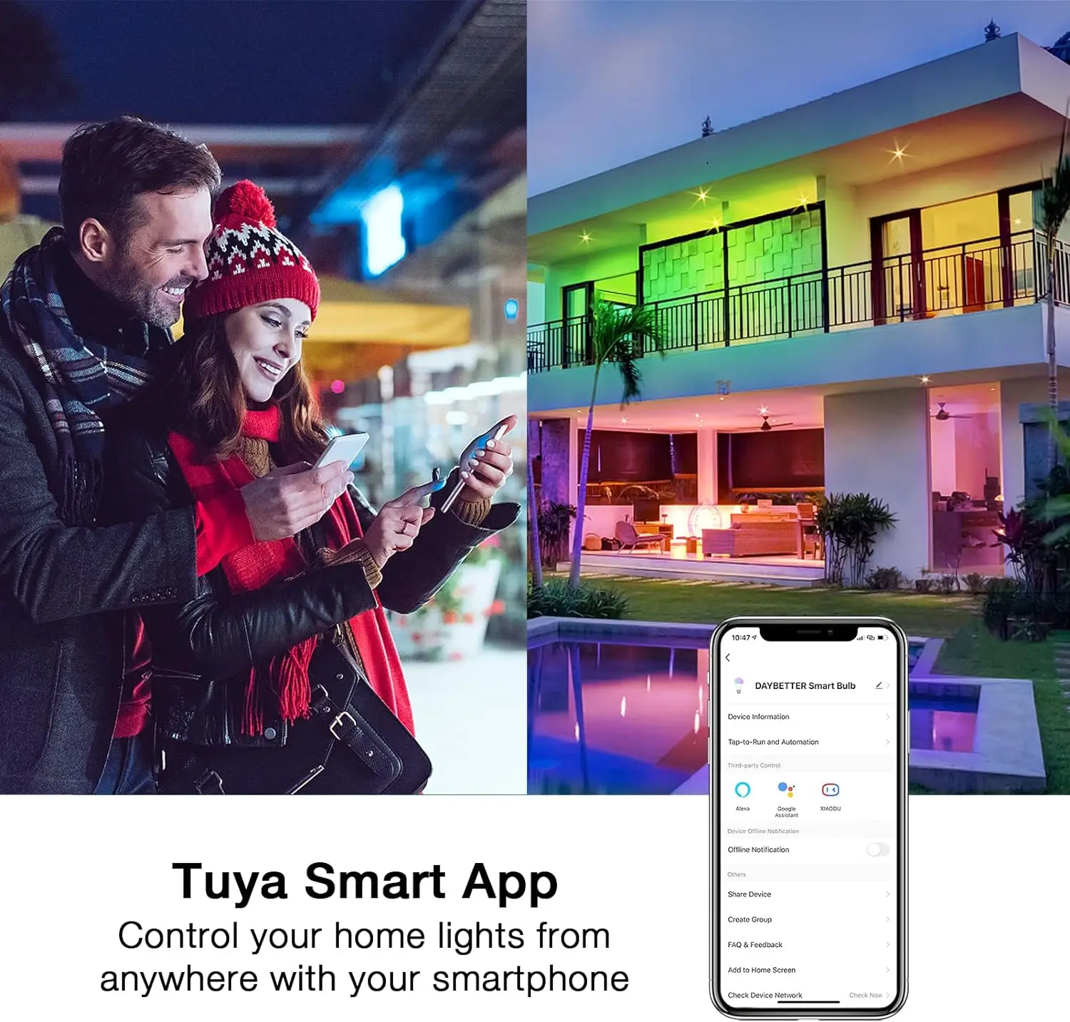 60W Replace A19/A60 Color LED Smart Bulb Light Connects to WiFi Control with Voice or App Activate with Motion Matter Compatible smart led light bulbs