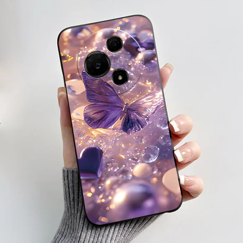 Luxury Fashion Butterfly Flowers Black Soft Silicone Shockproof Phone Case Cover