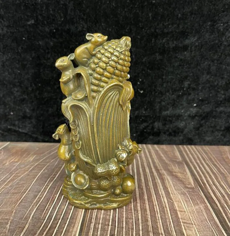 

Archaize brass recruit wealth Five rat corn desktop decoration crafts statue