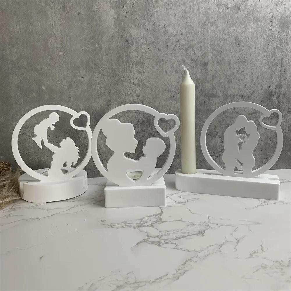 DIY Men and Women Candle Holder Silicone Mold Cement Gypsum Clay Pouring Resin Mother's Day Ornaments Molds Home Decorn