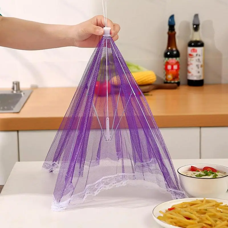 Food Cover for Outdoors Foldable Durable Food Lids for Bowl Plate Anti Mosquito Pop-Up Cover Umbrella Meal Vegetable Fruit