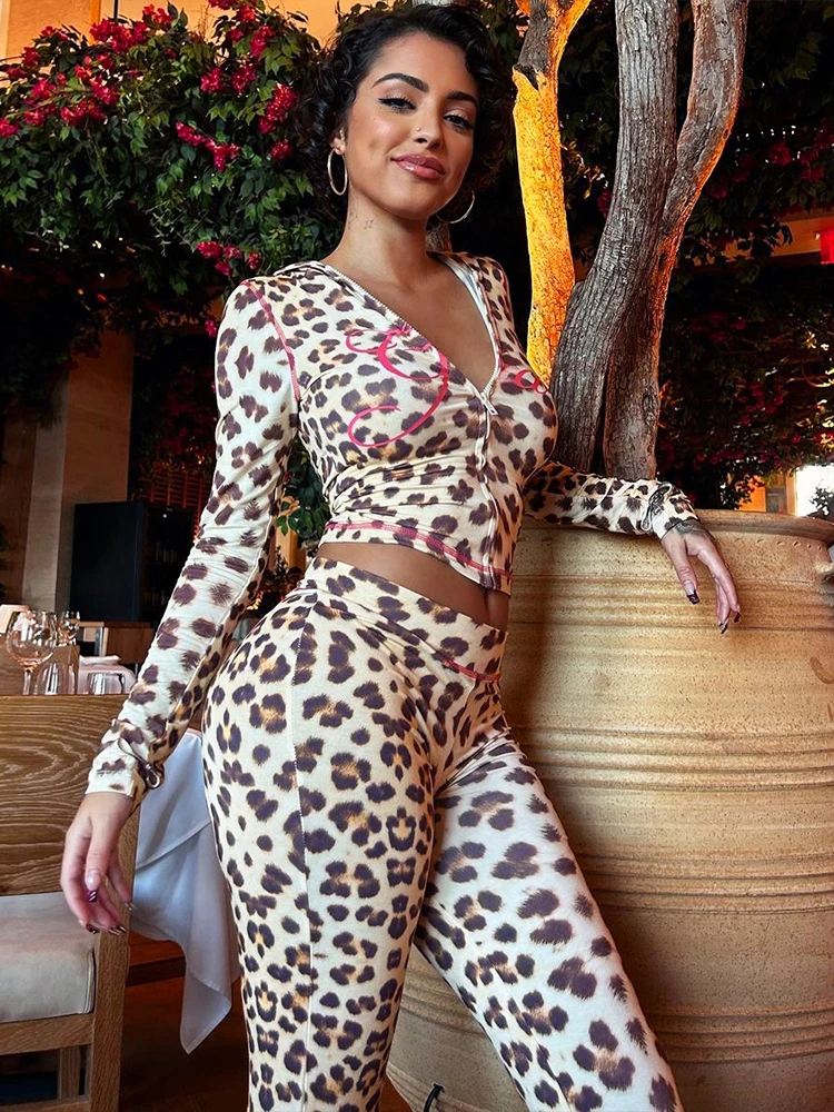 Sisterlinda Summer Release Junior Ankle-Length High Street Milk Fiber Pant Suit K24S50103 Girl Leopard Color Flare Pant Suit 4