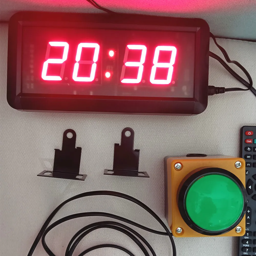 4-digit LED Countdown Clock Stopwatch with Remote Control School Rush Answer Competition Game Timer Button selectable 1.5 in digital wall clock