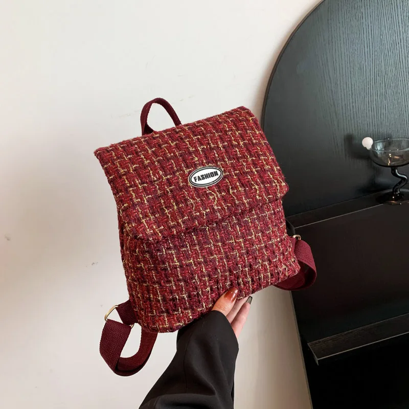 Woolen Trend Large-capacity Handbag New Temperament Fashion Simple Texture Female Backpack Designer Luxury Brand Shoulder Bag