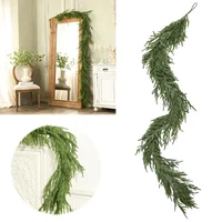 6/9 Ft Norfolk Pine Garland Real Touch Artificial Greenery Garland Winter Pine Garland for Holiday Mantel Fireplace Table