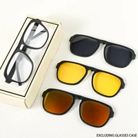 A New Set of Magnetic Clip-On Design Fashion Sunglasses, 1 Frame, and 3Interchangeable Lenses, Unisex New Circle Glasses Set