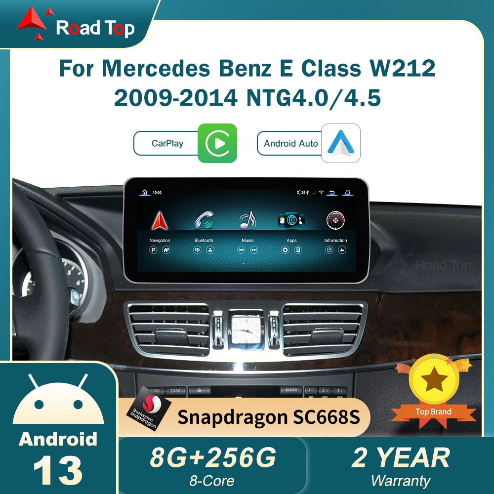 메르세데스 벤츠 E 클래스 W212 2009 2014 라디오, GPS 네비게이션, 블루투스, 와이파이, 헤드 유닛, 카플레이, 안드로이드 자동 화면, 안드로이드 13