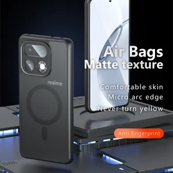Enhanced Magnetic Acrylic Matte Shockproof Transparent Phone Case for Realme16Pro Plus (Black)