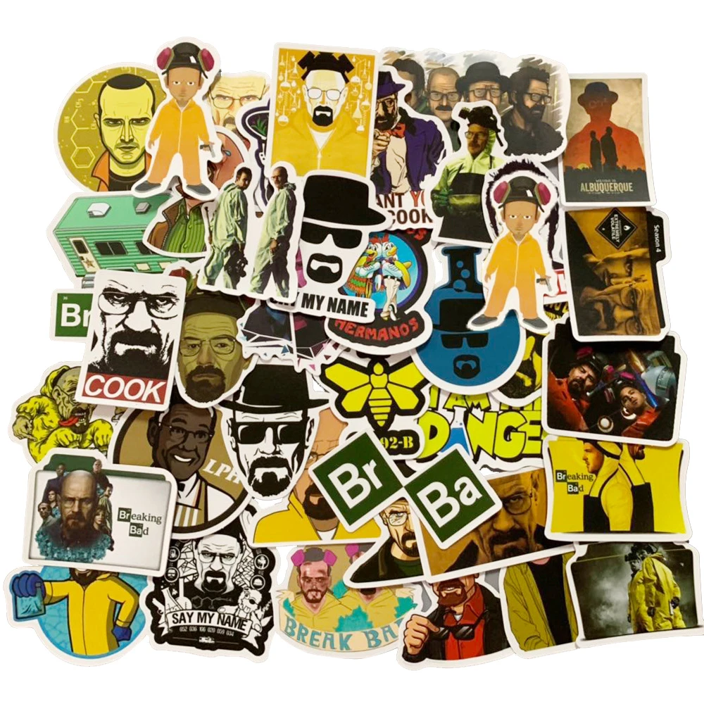 10/30/50pcs Breaking Bad TV Show Stickers PVC Waterproof Toy Graffiti  Kid Stickers Skateboard Guitar Suitcase Luggage Car Decal 2