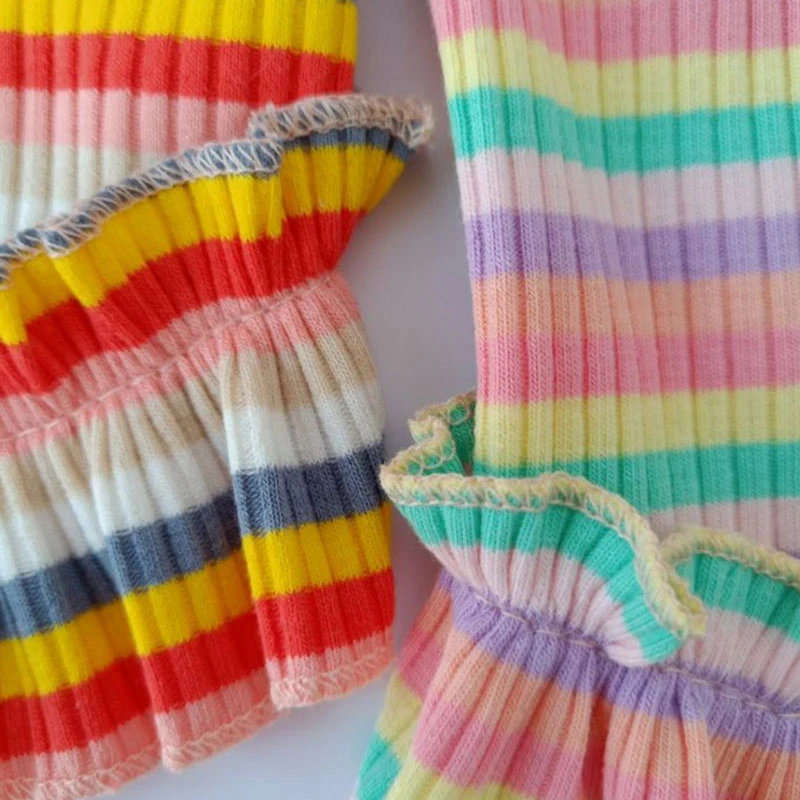 Rainbow Suspender Skirt Dog Clothes Cute Sweet Pet Princess Dress Color Striped Cherry Cat Skirt Skin Friendly Pet Dog Supplies