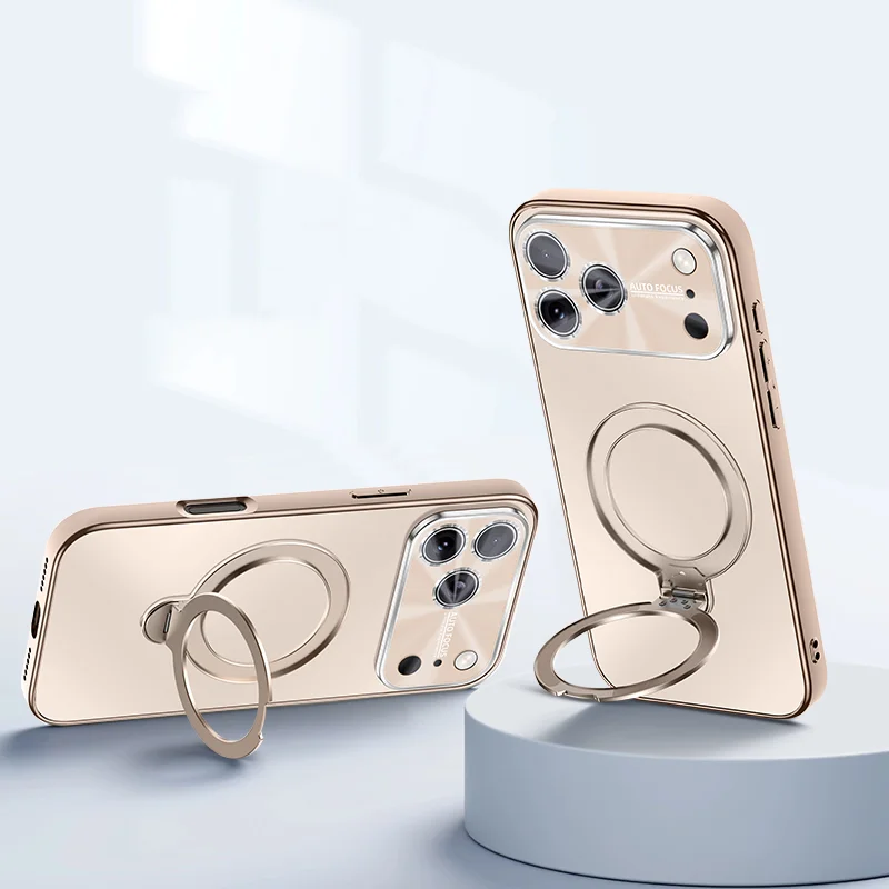 Enhanced Magnetic Phone Case with Rotating Ring Holder and Matte Finish