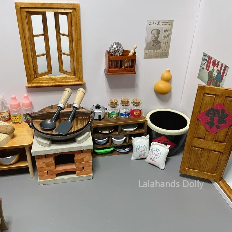 Dollhouse Mini Kitchen Furniture Toys Full Set Models for Doll House Kitchen Furniture Decorative Accessories 5