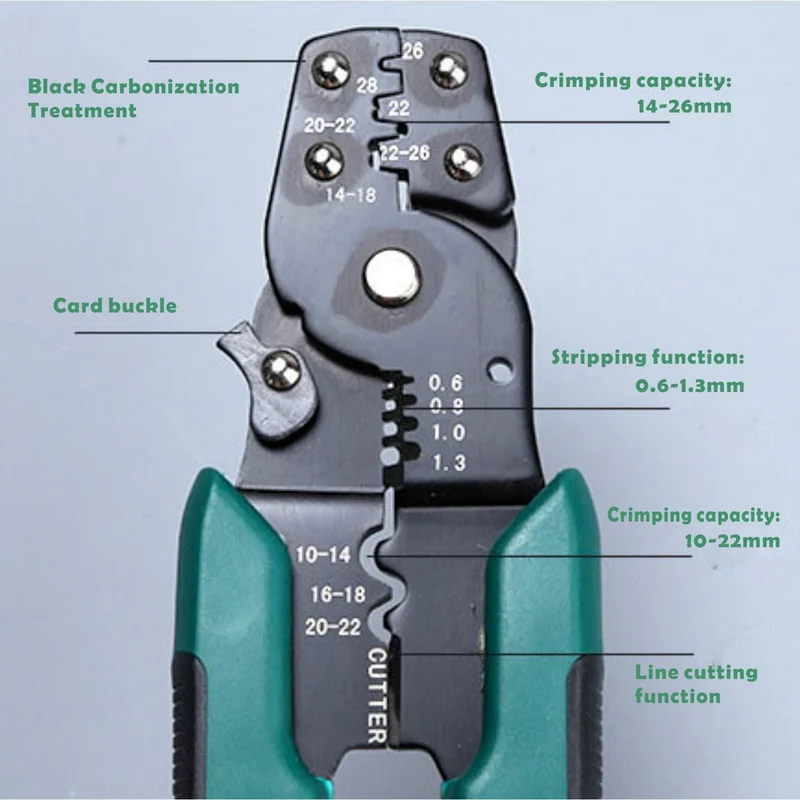 EUROP STYLE Crimping Tool Crimping Plier Wire Stripper Cutter Crimper WireTool 10-26AWG Quadrilateral Tube Bootlace Terminal