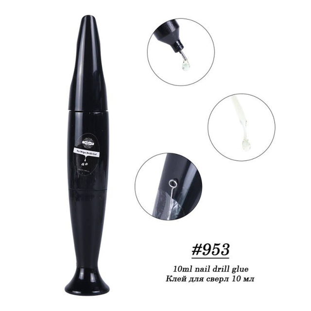 Nail Glue For Rhinestone Decorations Adhesive Gel Acrylic Dual Use Brush Needle No Wipe Top Coat UV/LED Nails Tools LY953-1