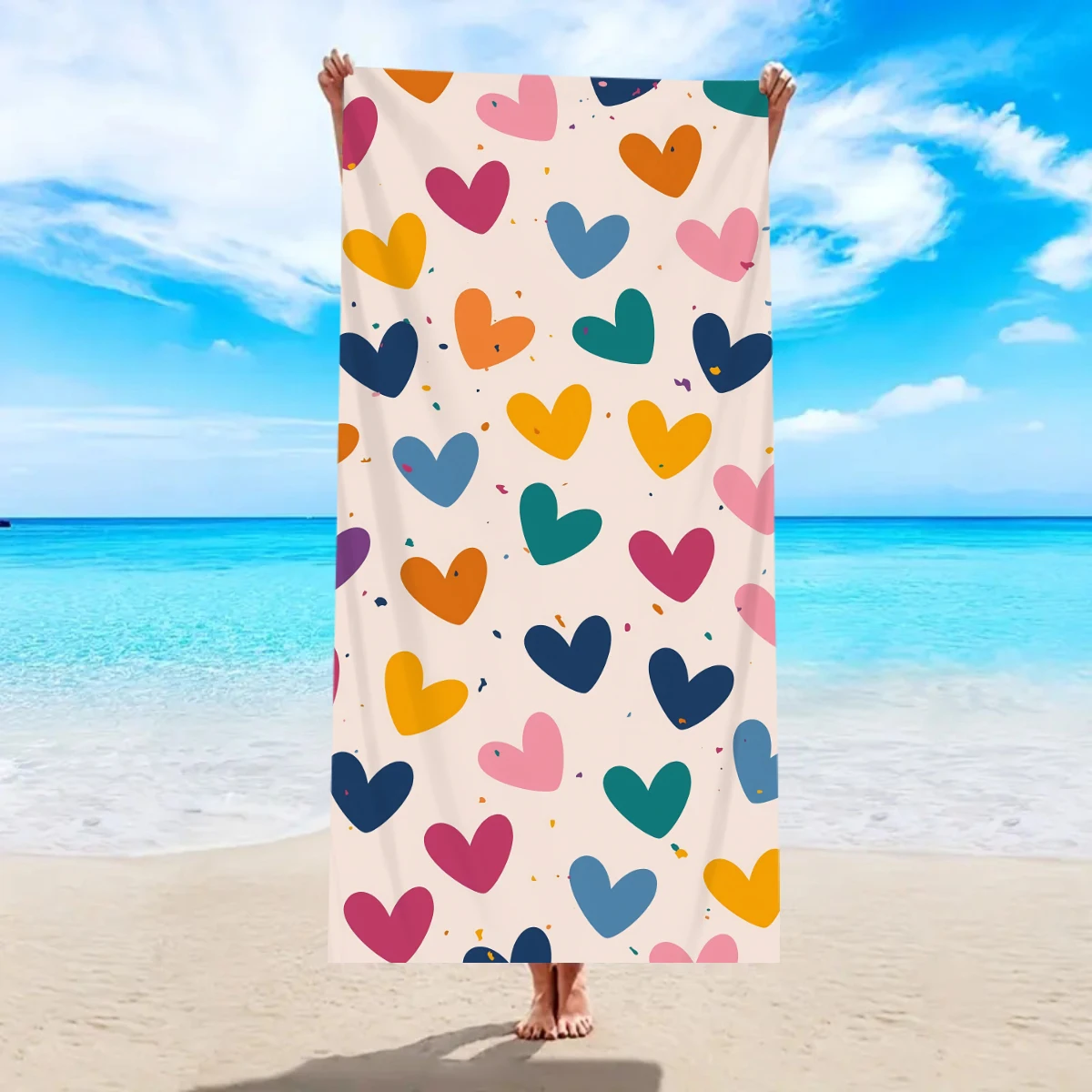 Bohemian Large Striped Flower Beach Towel For Vacation Camping_voghion.com