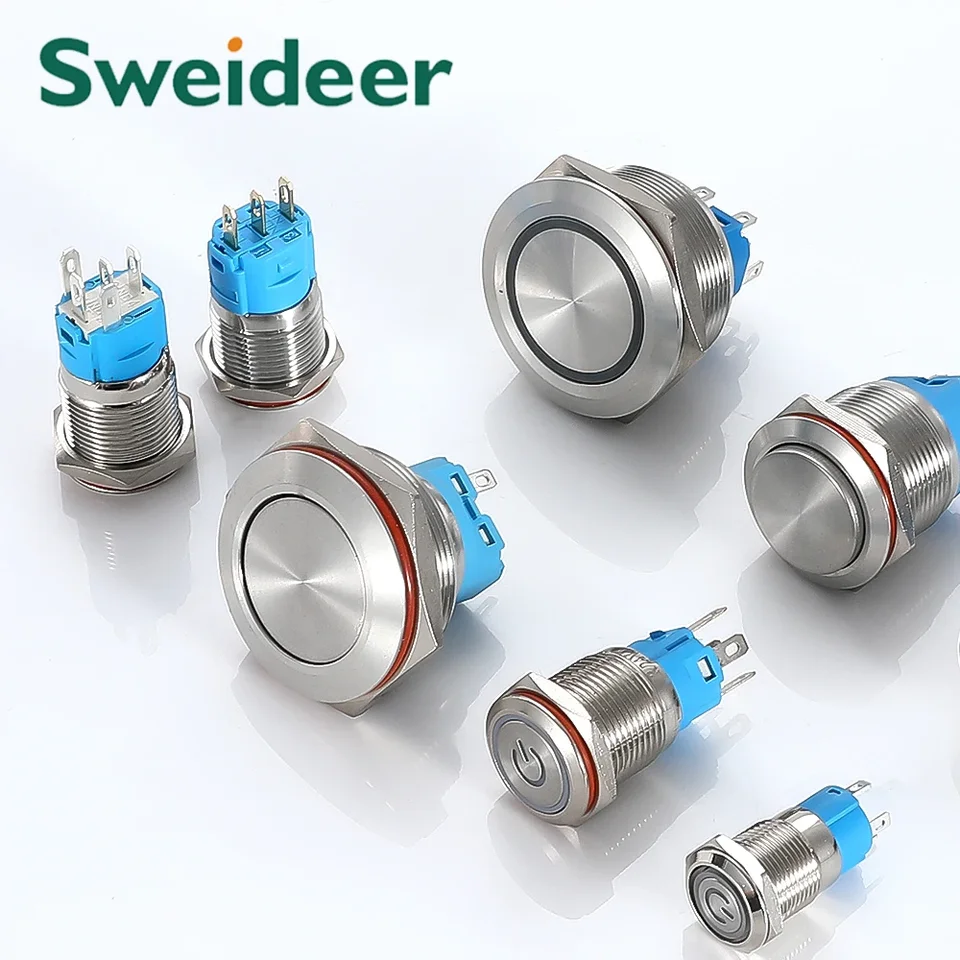 Momentaner Druckschalter, 12 mm, 12 V-24 V, DC, 3 A, grüner Ring, LED-Metall-Lichtschalter, wasserdicht mit Gummidichtung, für Stromversorgung, elektronisch