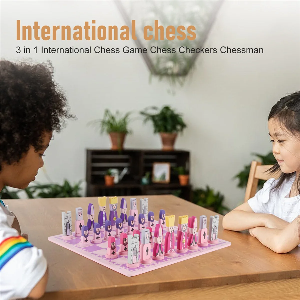Travel Chess Set with Chess Board Educational Toys for Kids and Adults Pink HOT