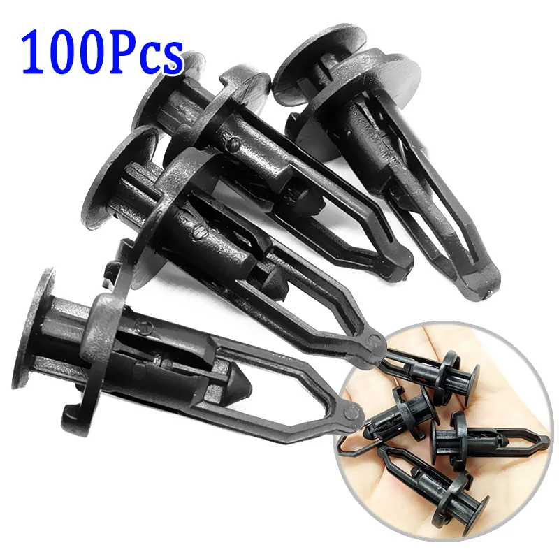 

100PCS 9mm Car Universal Bumper Back Cover Push Clip Plastic Retaining Clip Fastener for Toyota Lexus 52161-16010 Accessories