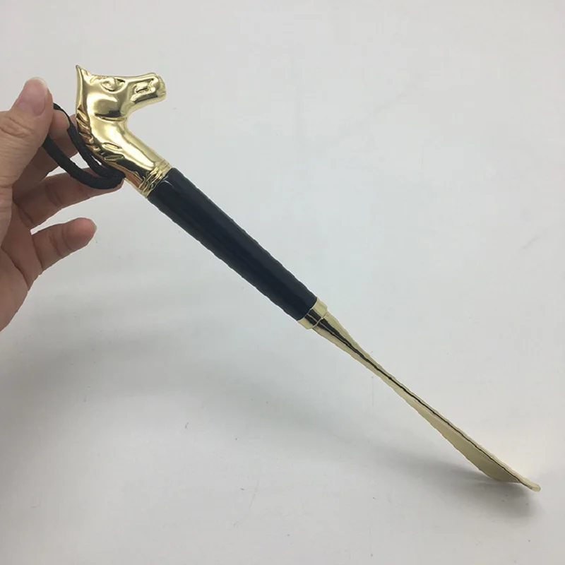 1PC Horsehead Shoehorn 32cm Metal Shoehorn Handle Long Remover Shoehorn Handheld Durable Shoe Lifter Convenient Shoe Wearers