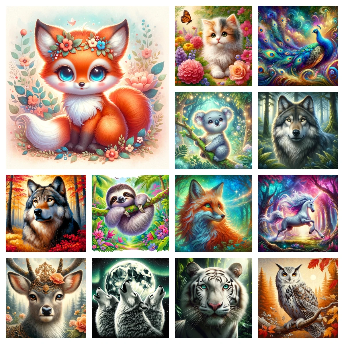 

DIY Diamond Painting Kit Animal Landscape 2024 Round/Square Diamond Full Diamond Mosaic Home Decoration Painting
