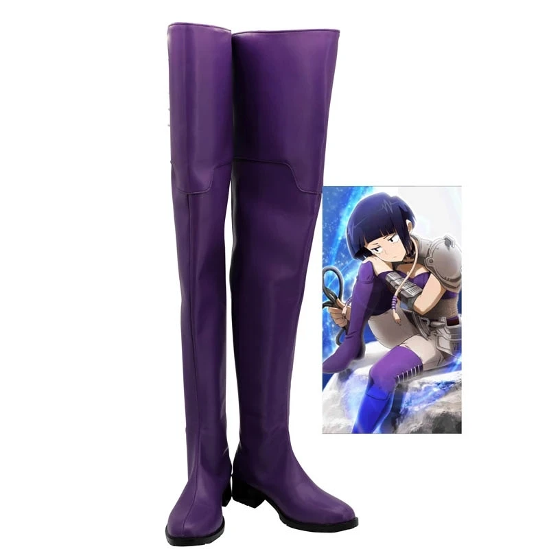 

Anime My Hero Academia Jiro Kyoka Purple Cosplay Shoes Long Boots Custom Made Any Size