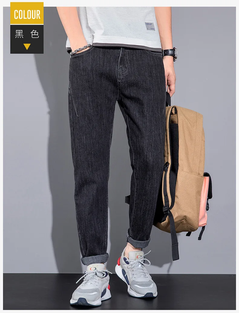 flannel lined jeans Straight winter men's pants 2021 retro autumn slim pants spring and autumn new autumn and winter jeans men mens slim jeans